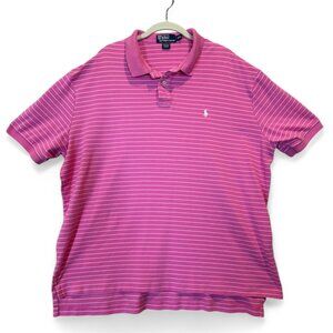 Polo Ralph Lauren Pink Striped Polo Shirt Men’s XXL 2xl Classic Fit Preppy Golf
